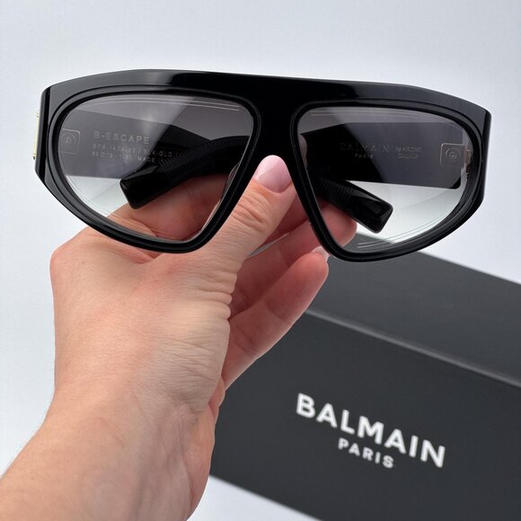 Balmain B-ESCAPE BPS-143A-62 Men BRAND NEW Sunglasses Titanium Black Gold Grey - Picture 2 of 12